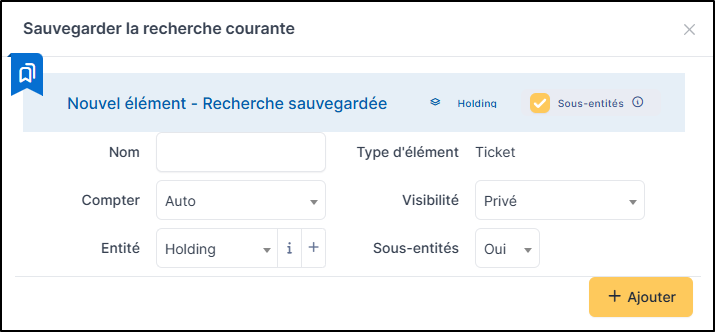 Sauvegarde d'une recherche