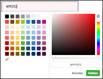 Écran de personnalisation des couleurs de priorité des préférences utilisateur